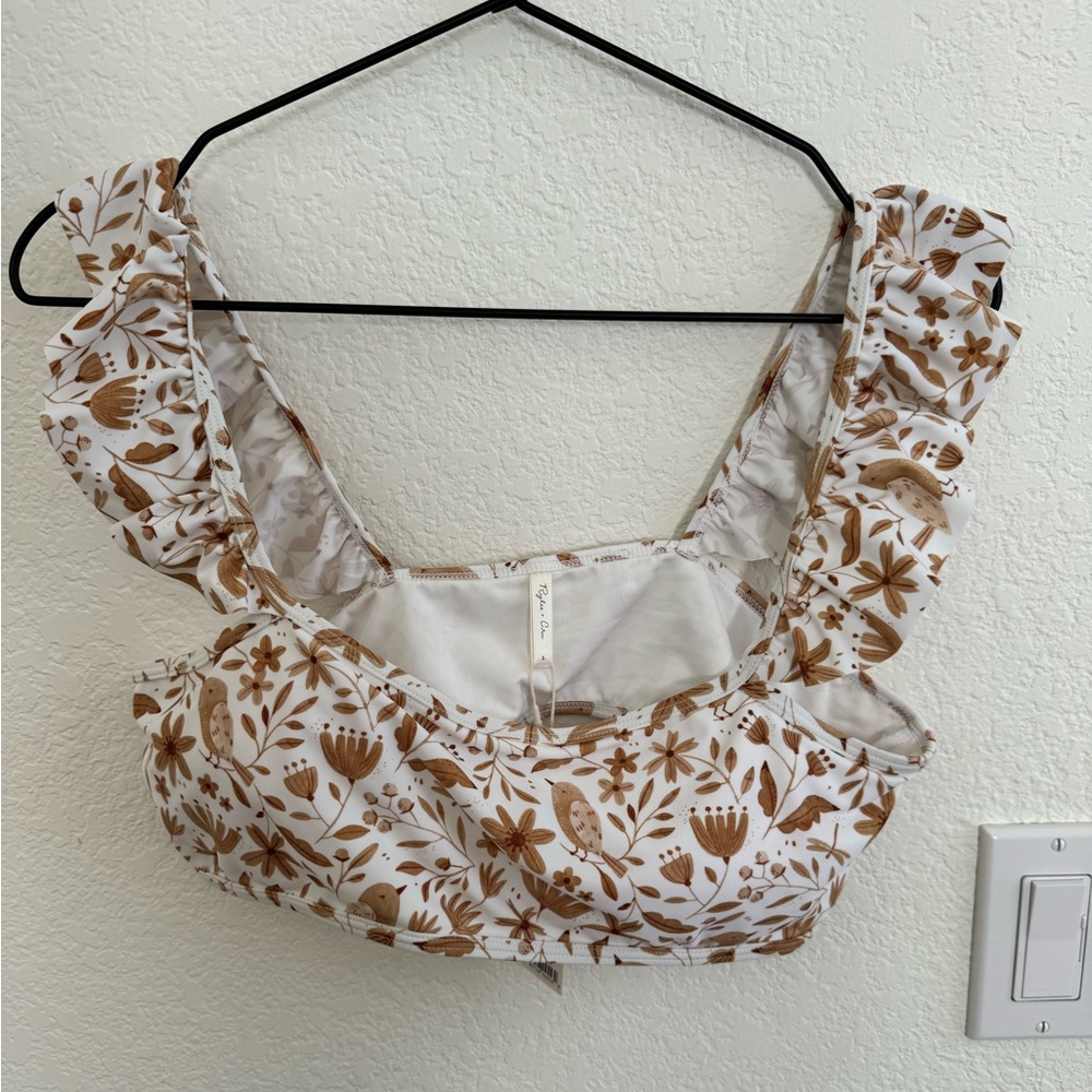 Rylee + Cru Floral/Bird Bikini Top - L - New